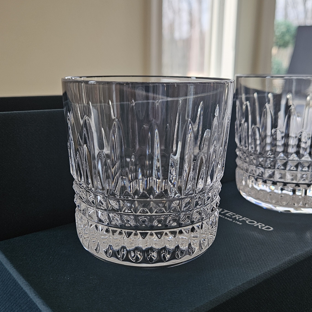 New In Box Waterford Crystal Cut Double Old Fashioned Glasses - Clear (Set of 2) - Picture 4 of 7